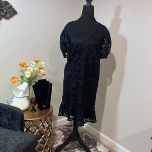 Express Midnight Blue Lace Dress